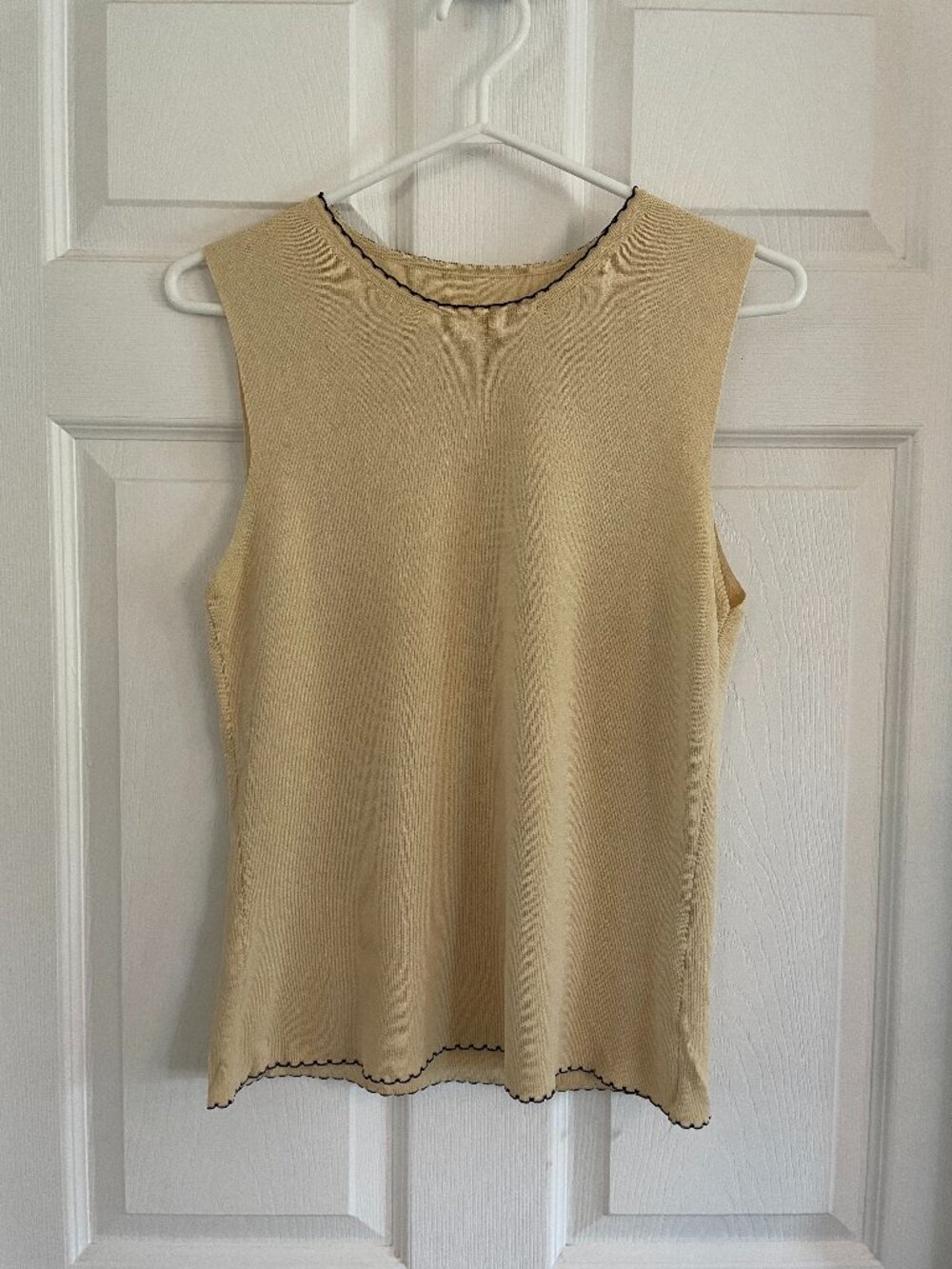 Cream Ribbed Sleeveless Knit Top, Size Small